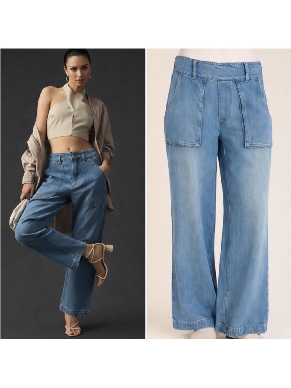 Young Fabulous & Broke YFB Sadie Soft Wide Leg Denim Pants Size XS Boho Chic 70s